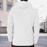 Men's Casual Solid Color Hooded Single-Breasted Slim Fit Knit Cardigan 90717958M