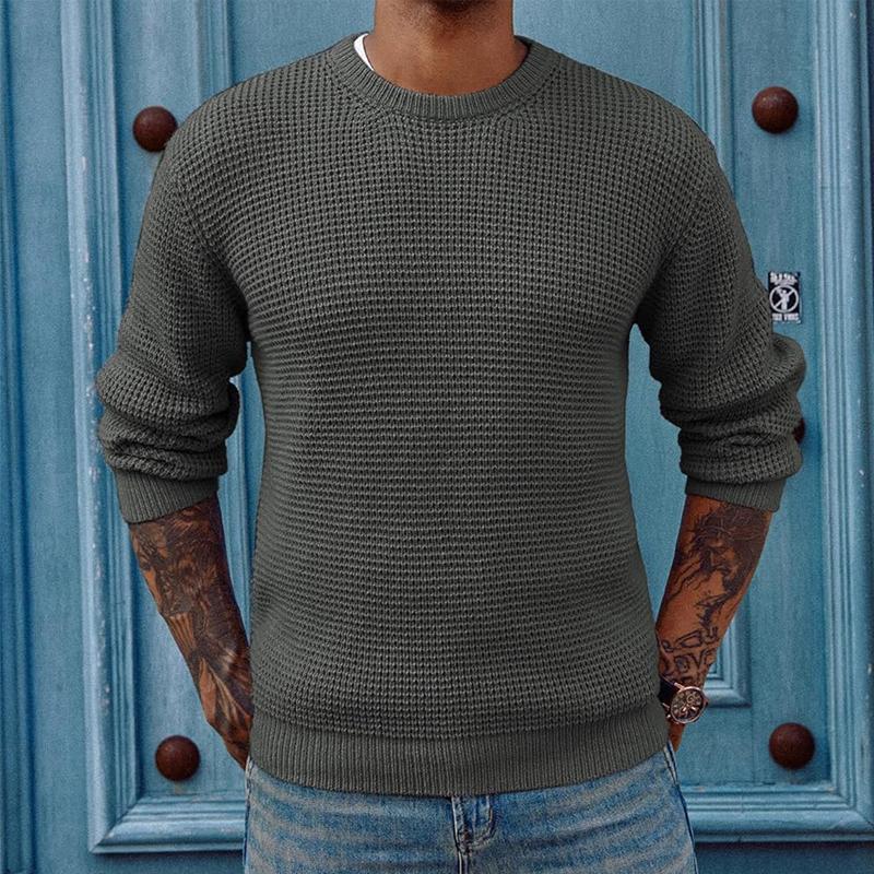 Men's Solid Color Round Neck Pullover Knitted Sweater 54564664X