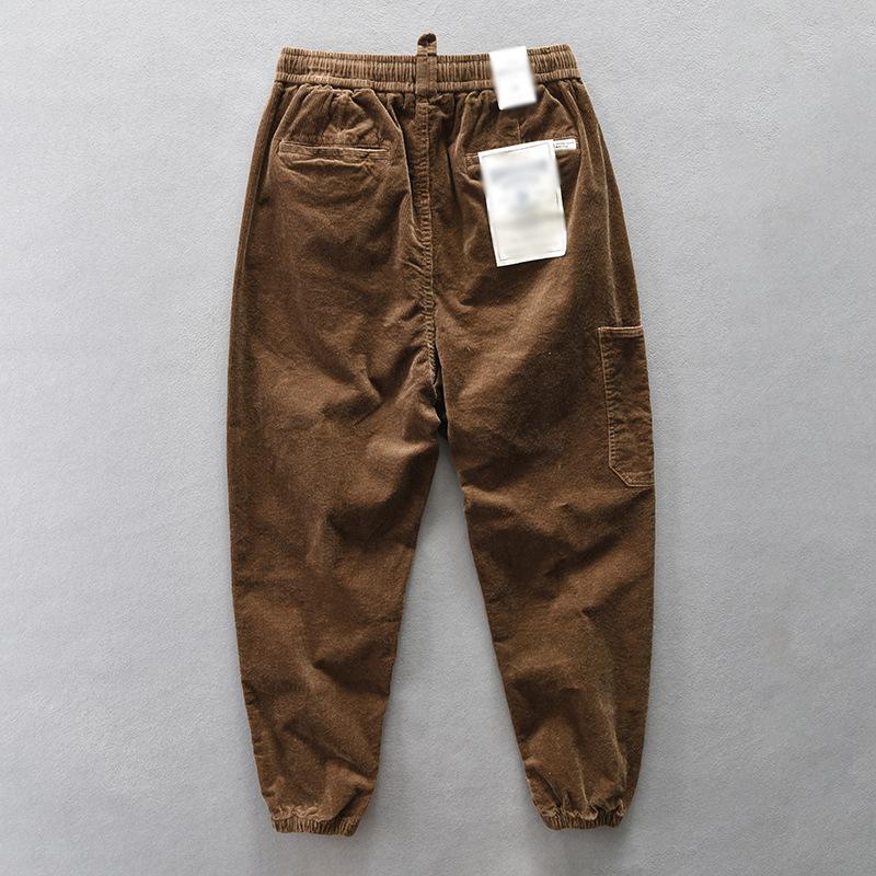 Men's Vintage Corduroy Loose Loose Elastic Waist Pants 88615359M