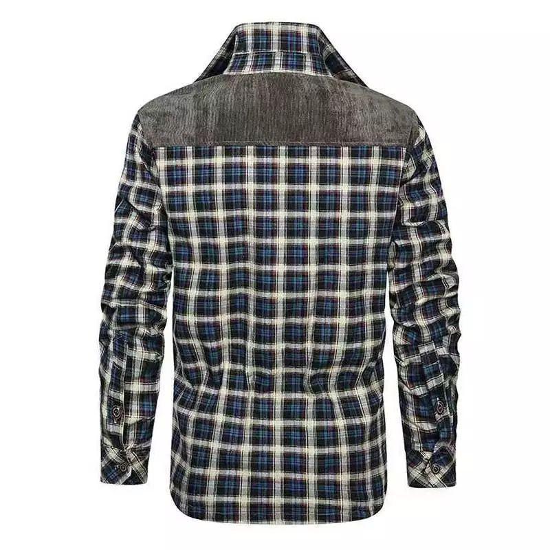 Men's Classic Casual Plaid Lapel Warm Shirt 23184504F