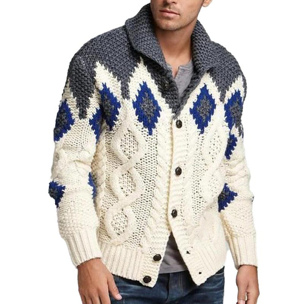 Men's Patterned Knitted Cardigan 68700716U