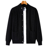 Men's Casual Solid Color Stand Collar Single Breasted Loose Knit Cardigan 97126478M