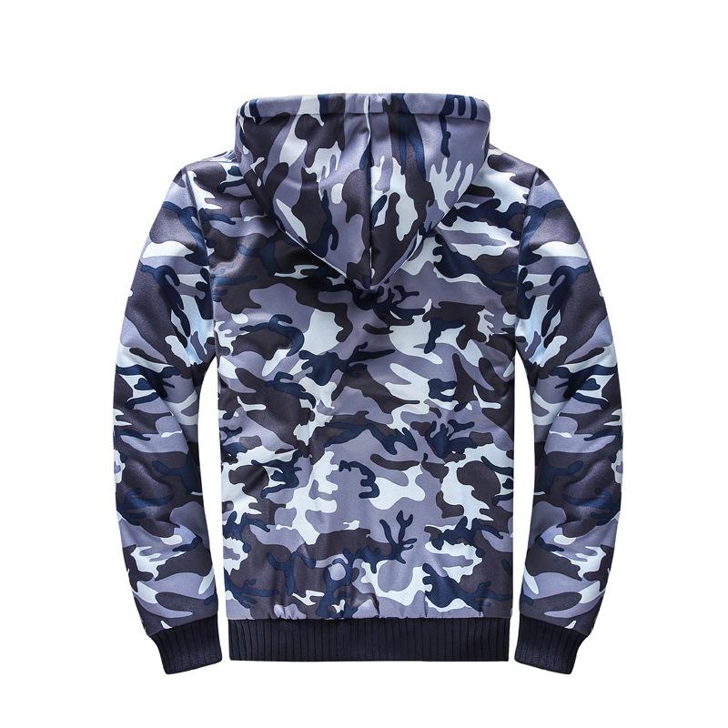 Men's Camouflage Fleece Warm Hooded Jacket 82658645U