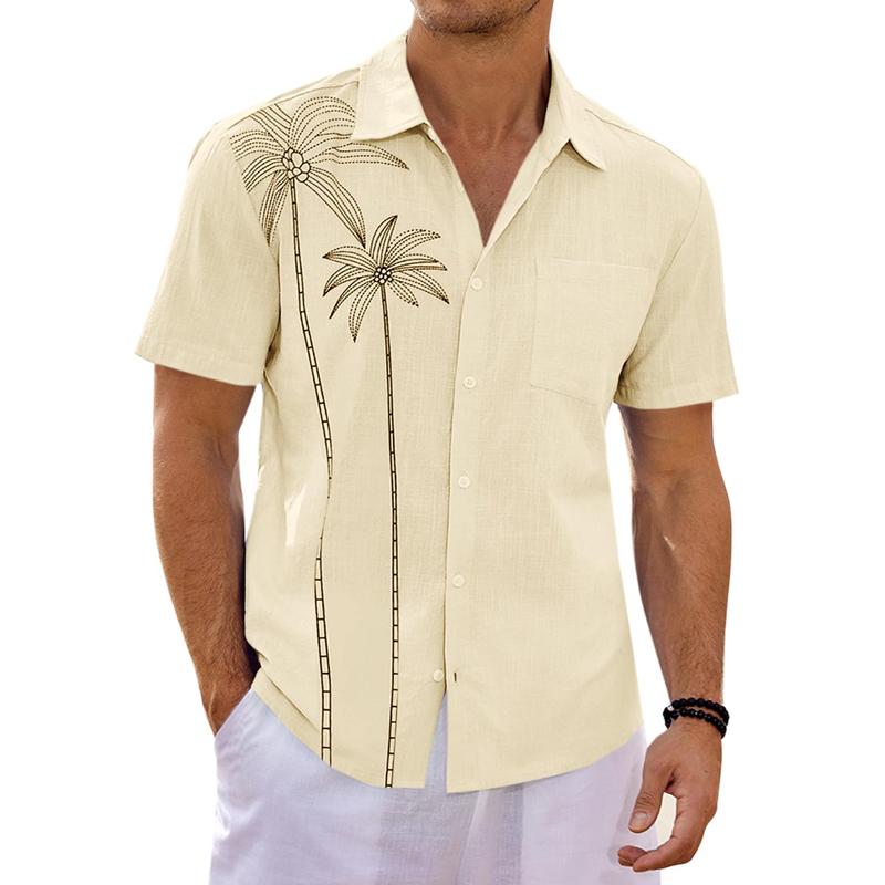 Men's Hawaiian Print Lapel Beach Short Sleeve Shirt 80167288X