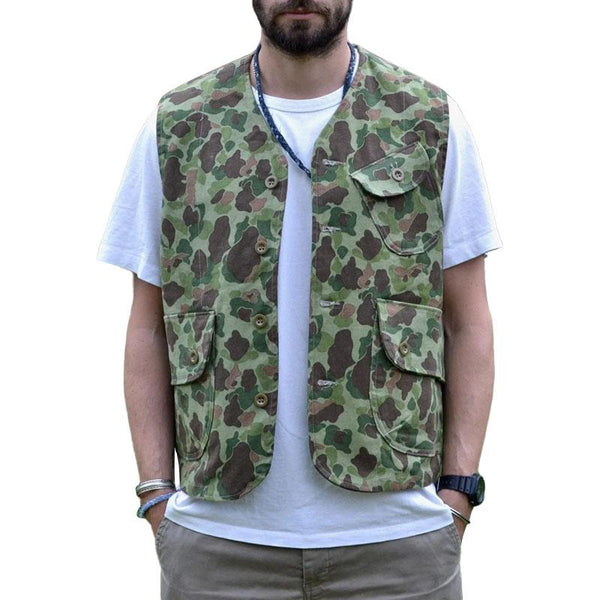 Men's Casual Outdoor Camouflage Single-Breasted Multi-pocket Vest 93305965M