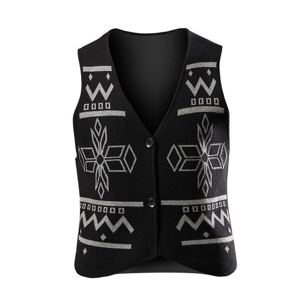 Men's Vintage Ethnic Jacquard Knit Vest 90241311Y