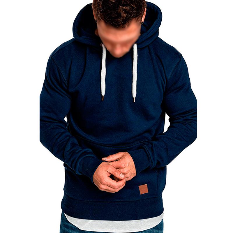 Men's Casual Solid Color Long Sleeve Hooded Sweatshirt 29471646Y