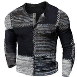 Men's Classic Casual 3D Print Long Sleeve Polo Shirt 69934298F