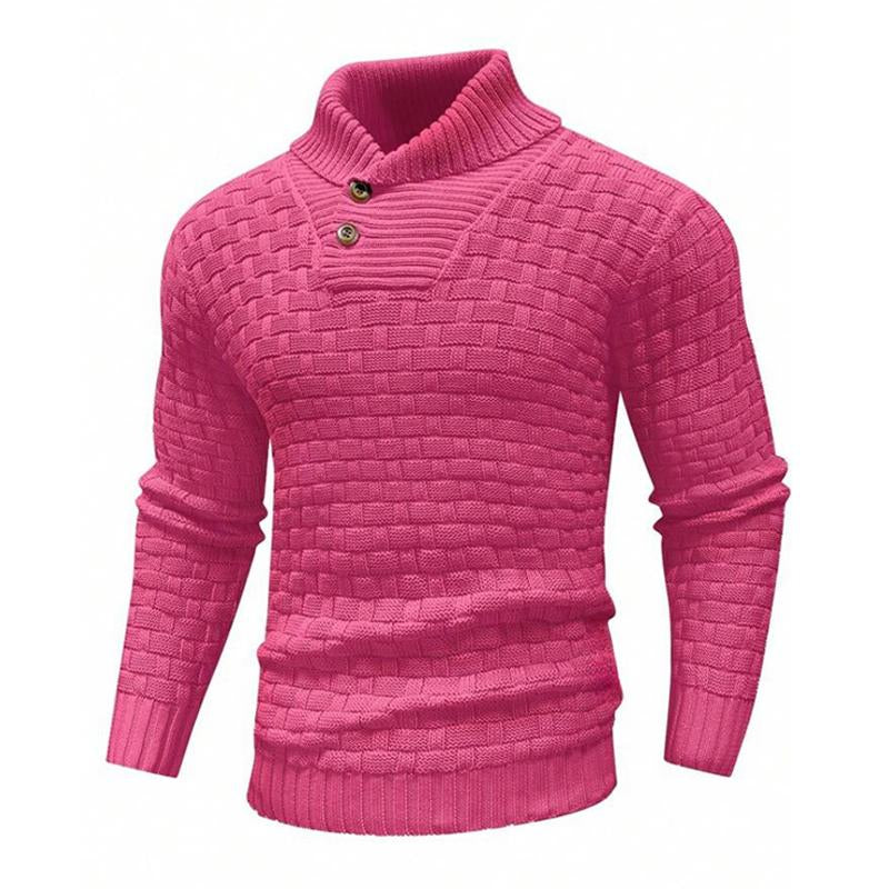 Men's Solid Color Round Neck Pullover Lapel Sweater 19352883X