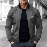 Men's Zipper Stand Collar Casual Long Sleeve Jacket 09913860X
