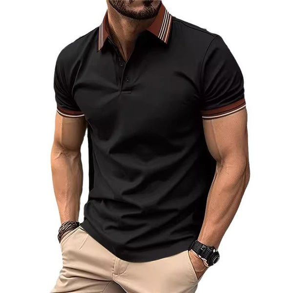 Men's Casual Ribbed Lapel Button POLO Shirt 21858711X