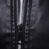 Men's Stylish Double Collar Hooded Leather Zip Motorcycle Jacket 13109235M