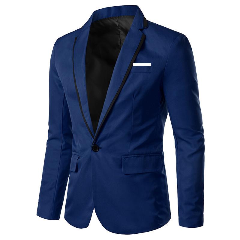 Men's Casual Solid Color Color Block Lapel Long Sleeve Blazer 10933940Y