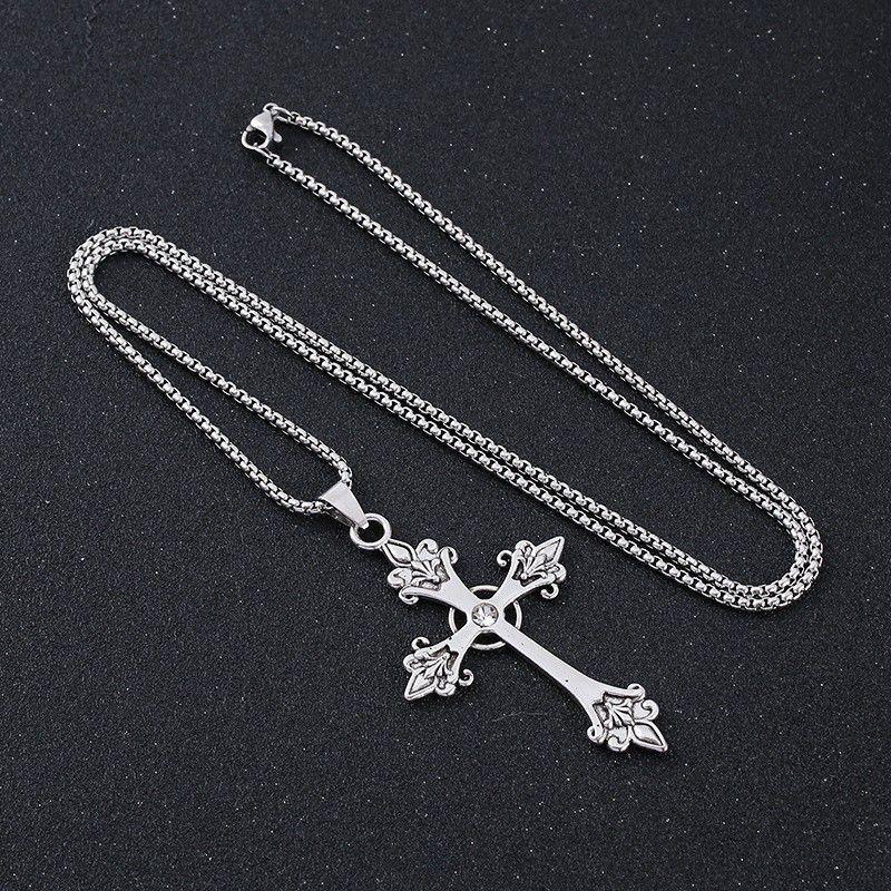 Vintage Casual Diamond Cross Necklace 81851580TO