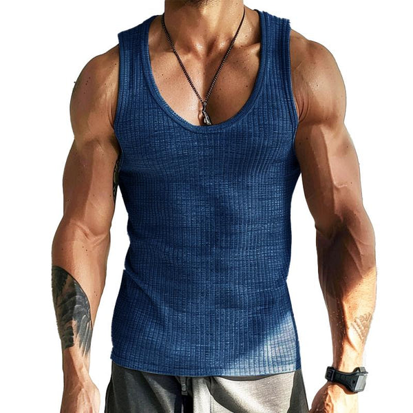 Men's Solid Color Crew Neck Knitted Tank Tops 87504353X