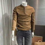 Men's Loose Solid Color Simple Long-sleeved T-shirt 86181227X