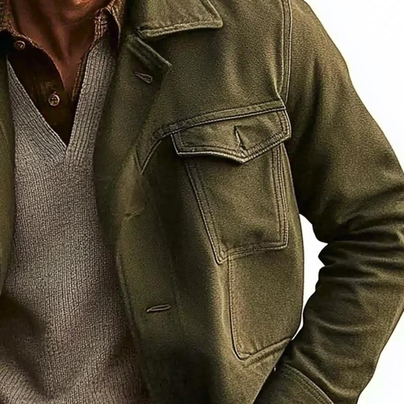 Men's Army Green Casual Jacket 13935211U