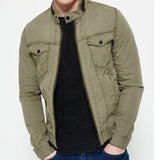 Men's Vintage Washed Denim Zip-Up Jacket 20823774U