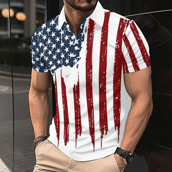 Men's Flag Graffiti Print Short-sleeved T-shirt 76127753X
