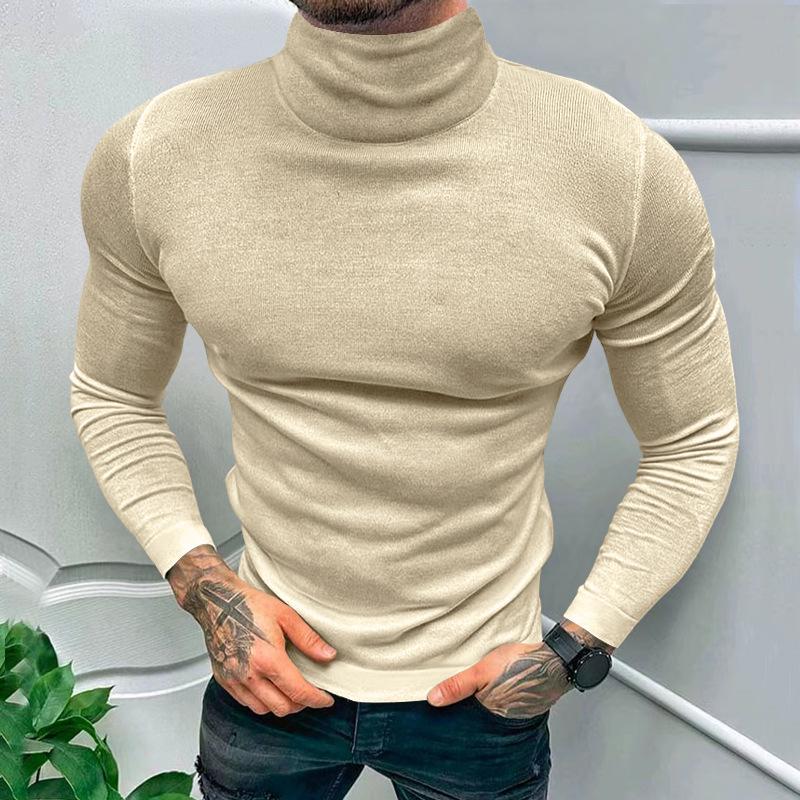 Men's Long Sleeve Solid Color Turtleneck Bottoming Sweater 44604191X