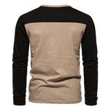 Men's Color Block Henley Collar Long Sleeve T-shirt 18586802Z