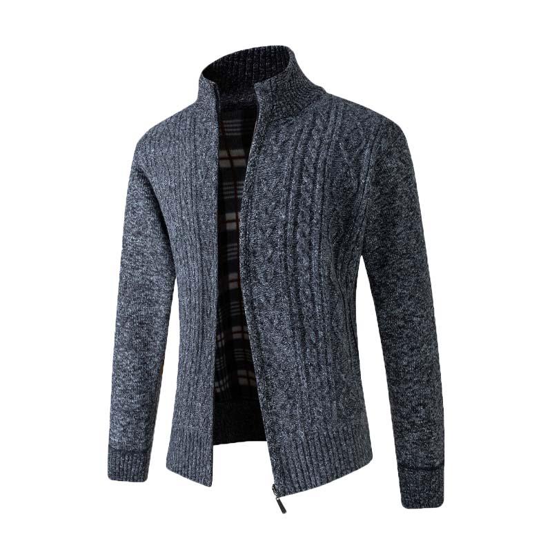 Men's Retro Classic Casual Thickened Knitted Stand Collar Slim Cardigan 82851095K