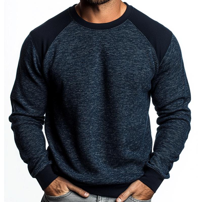 Men's Vintage Blended Navy Crew Neck Sweatshirt 52031903U