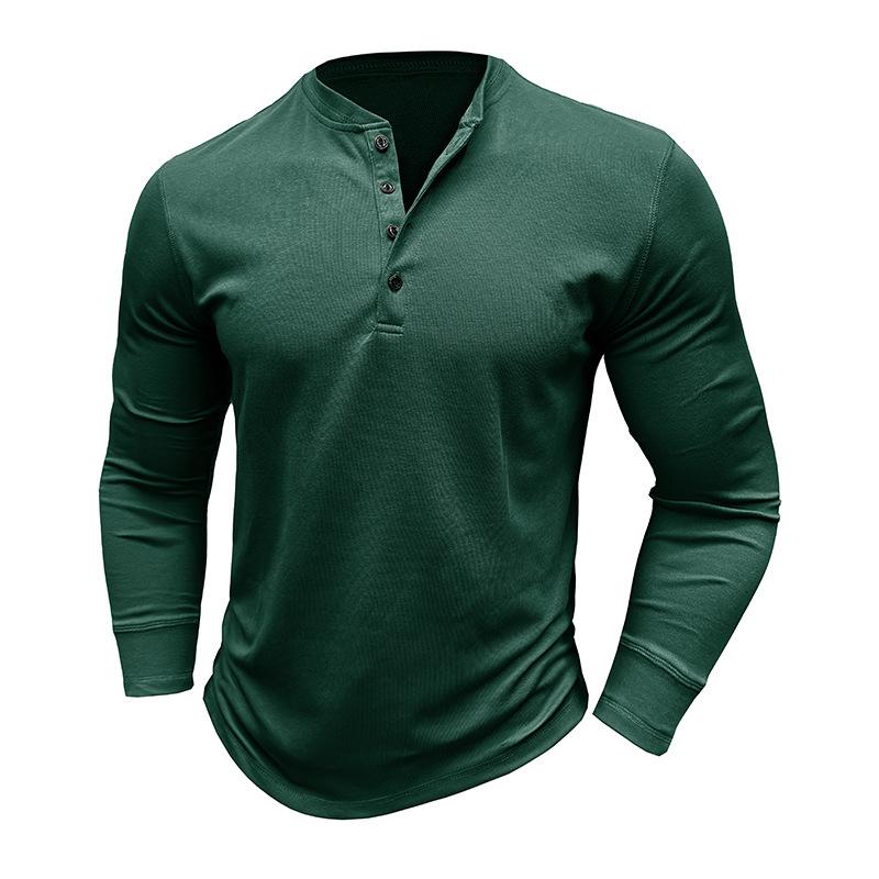 Men's Henley Collar Solid Long Sleeve T-Shirt 32497829U