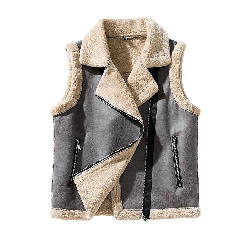 Men's Casual Suede Warm Shearling Vest 54868250Y