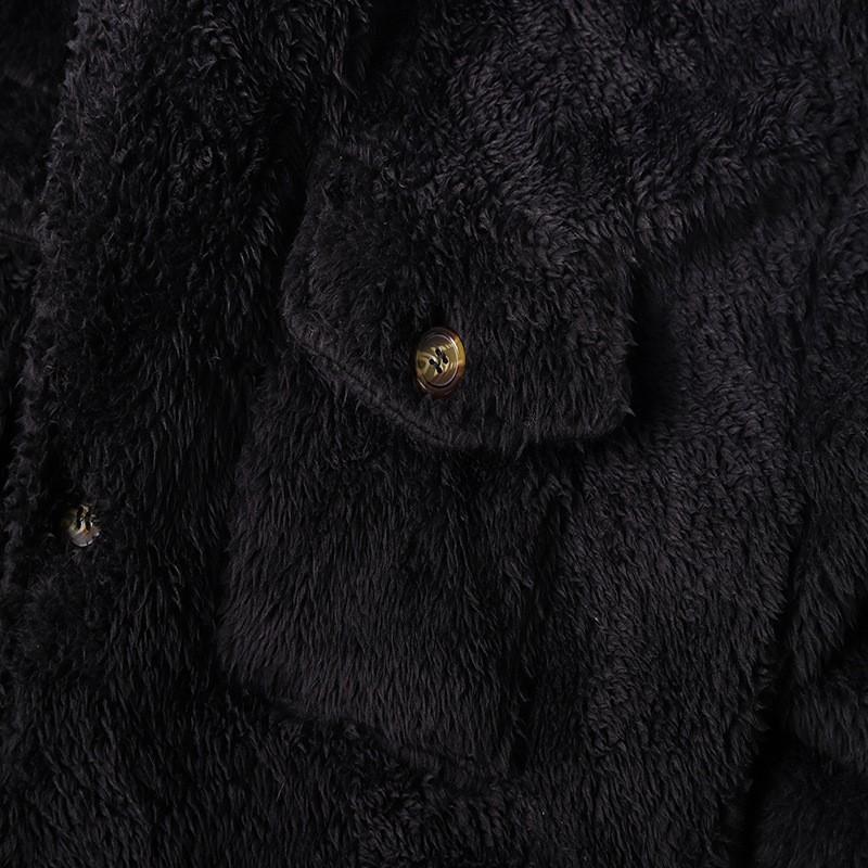 Men's Pure Black Plush Warm Jacket 22363945U