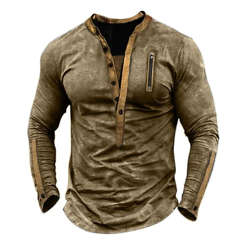 Men's Outdoor Tactical Zipper Henley Neck Long Sleeve  T-Shirt 55877636X