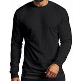 Men's Solid Color Small square Round Neck Long Sleeve T-shirt 43246103Z