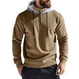 Men's Solid Color Plush Warm Zipper Hooded Sweatshirt 71069586Y