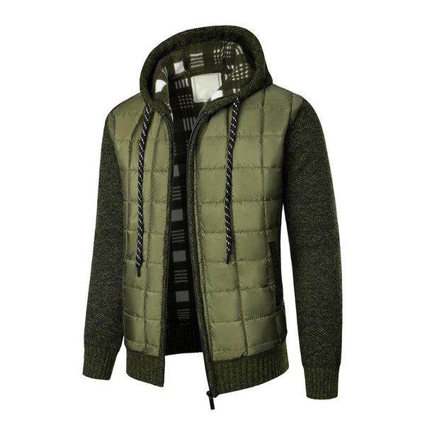 Men's Casual Hooded Plaid Patchwork Padded Jacket 66581097M