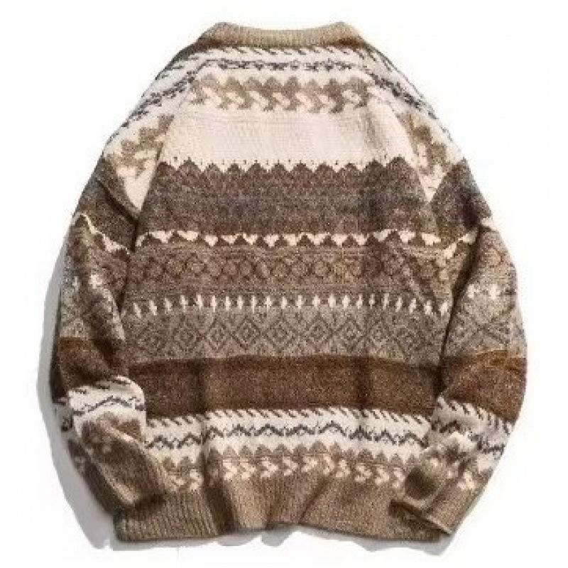 Suéter de hombre de manga larga y cuello redondo con estampado de jacquard Fair Isle 36360801Z