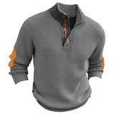 Men's Casual Colorblock Pullover Stand Collar Long Sleeve Sweater 38669811Y