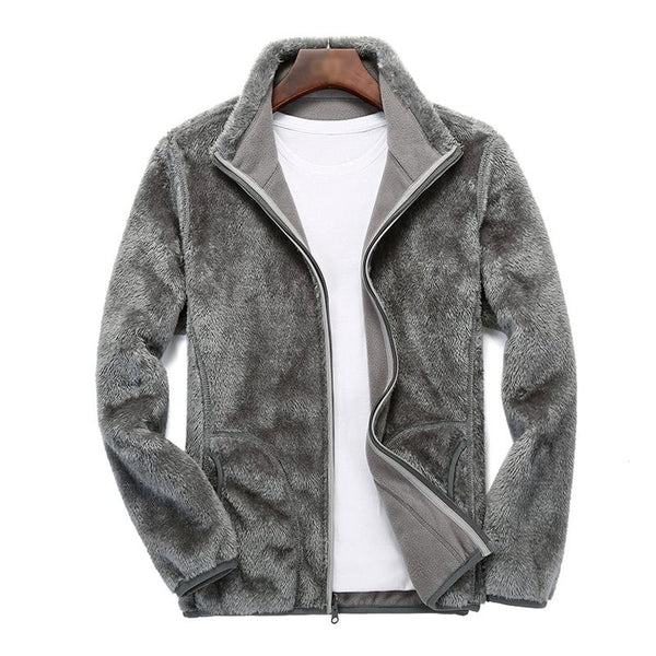 Men's Casual Outdoor Stand Collar Polar Fleece Reversible Warm Zipper Jacket 67862592M
