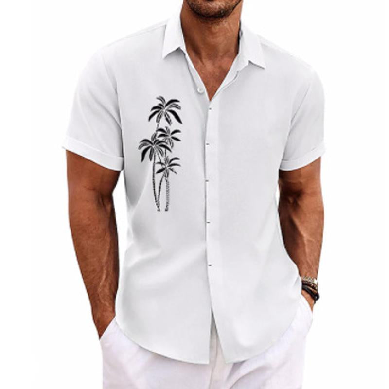 Men's Hawaiian Print Short Sleeve Lapel Shirt 79339921X