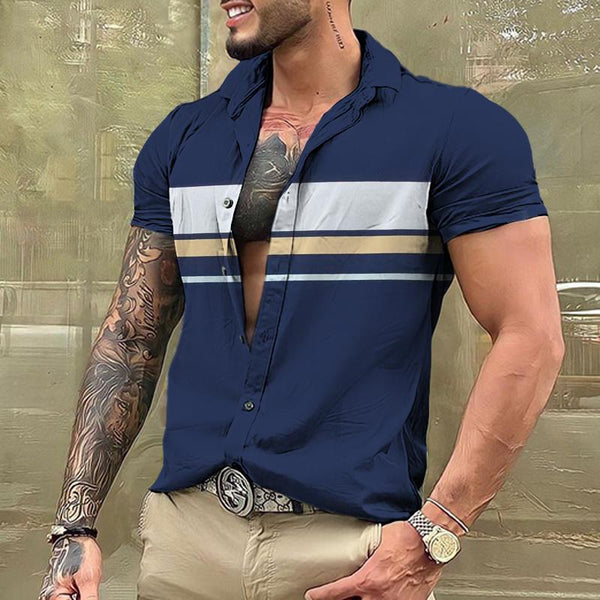Men's Casual Simple Lapel Short Sleeve Shirt 07911845TO