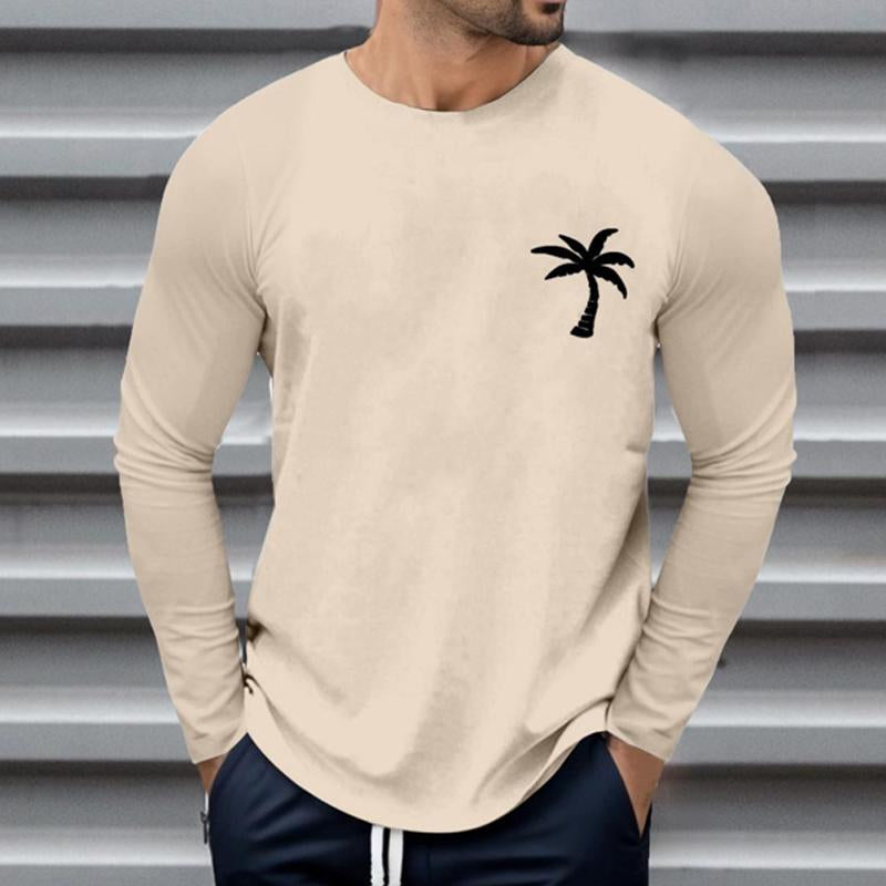 Men's Casual Printed Round Neck Long Sleeve T-Shirt 78824505Y