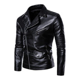 Men's Vintage Washed Lapel Zip Biker Leather Jacket 09038079M