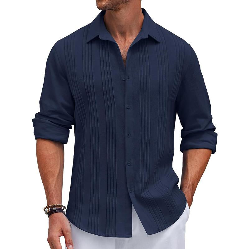 Men's Casual Solid Color Lapel Long Sleeve Shirt 08468490Y – Manlytshirt