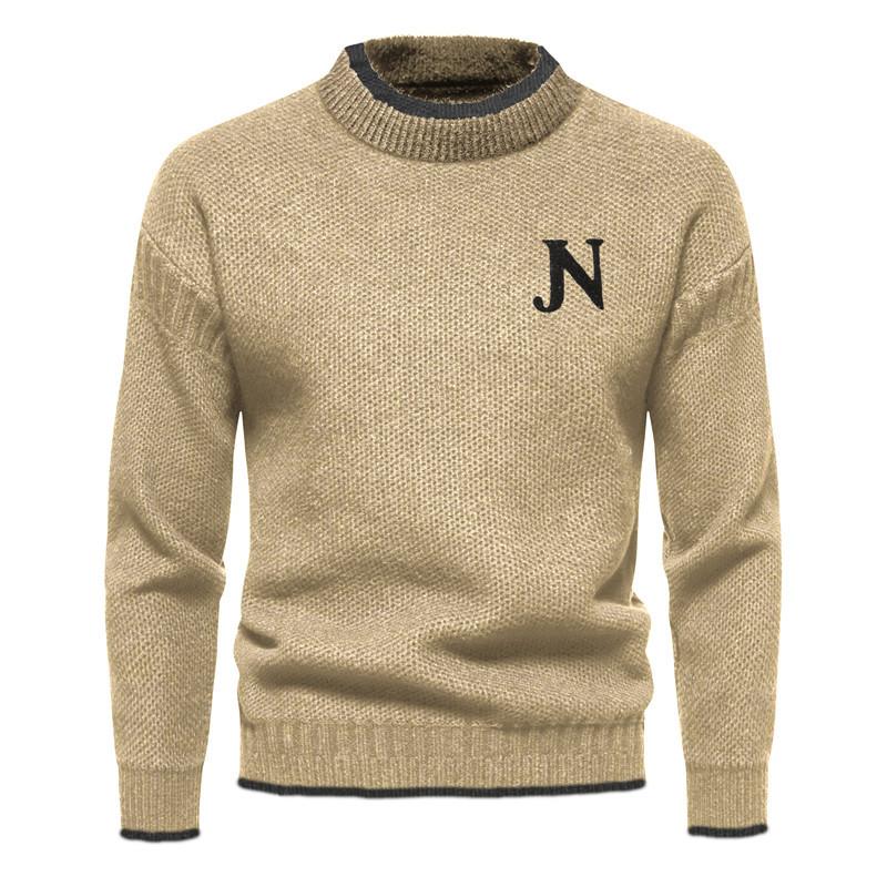 Men's Printed Colorblock Chunky Knit Crew Neck Sweater 87788902U