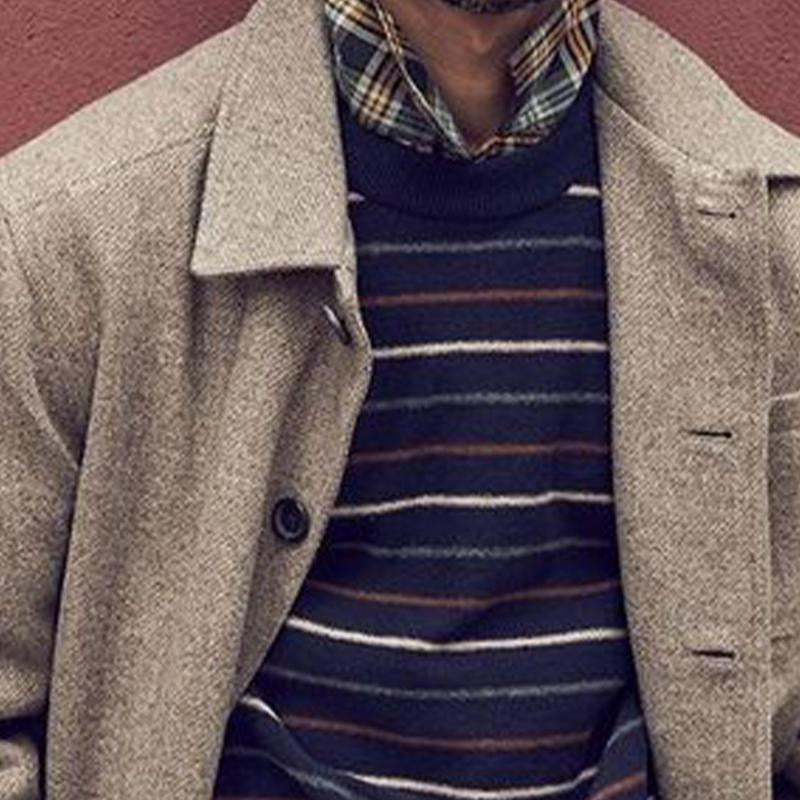 Men's Vintage Casual Twill Lapel Jacket 83806826X