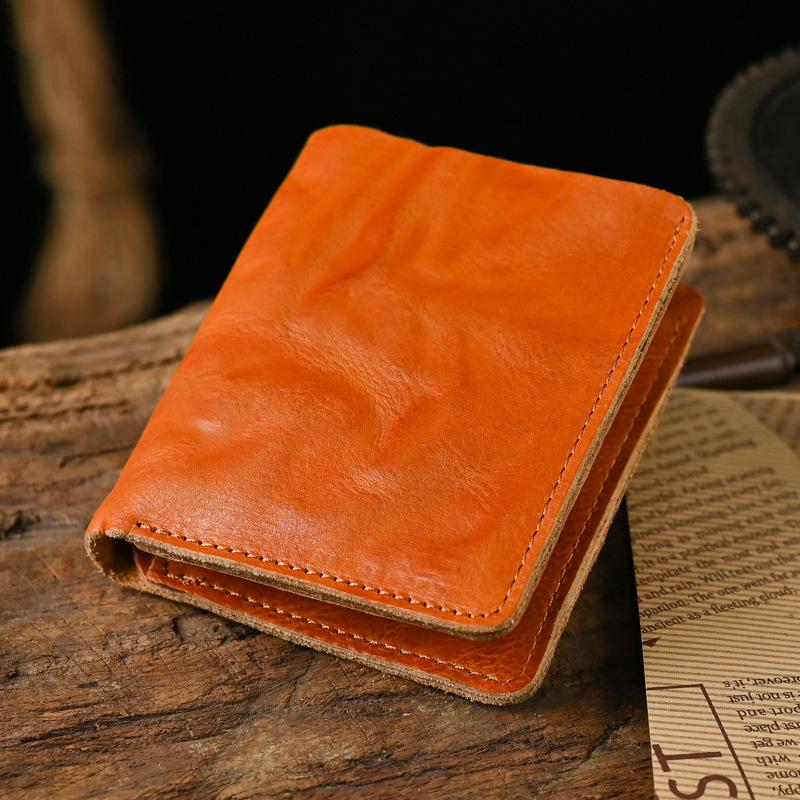 Men's Vintage Top Layer Cowhide Distressed Wrinkled Wallet 38909310U