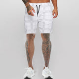 Men's Casual Loose Plaid Printed Elastic Waist Shorts 64678527M