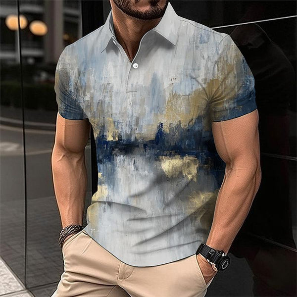 Men's Vintage Oil Painting Short-sleeved Polo Shirt 04051408TO