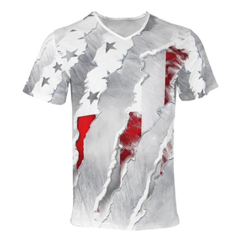 Men's V-neck Graffiti Print Casual Short-sleeved T-shirt 53752697X