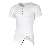 Men's Irregular Hem Solid Color Short-sleeved T-shirt 99352055X