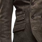 Men's Vintage Distressed Suede Lapel Double-Breasted Blazer 69861994M